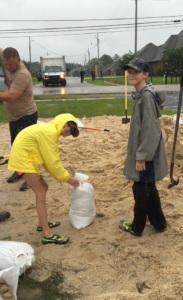 My kids helped me bag hundreds of sand bags